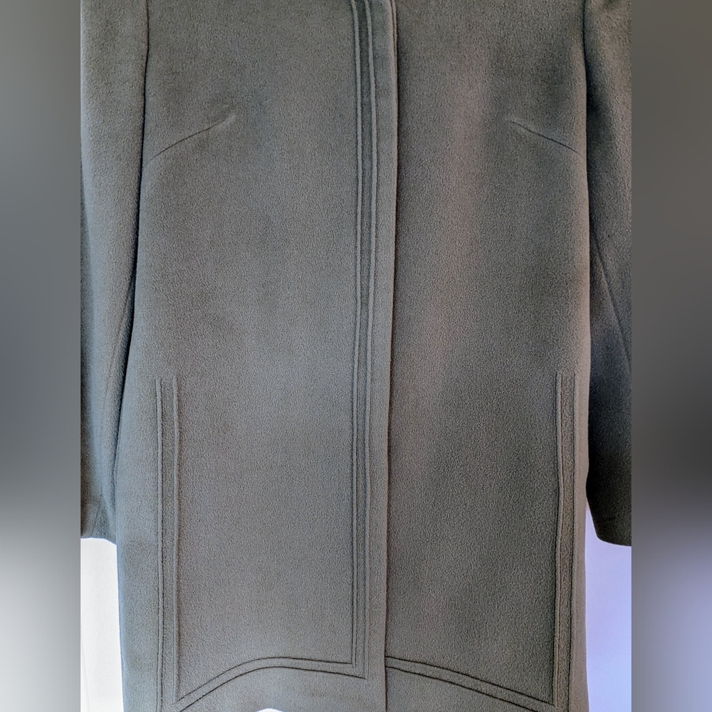 Large Wool & Rabbit Button Down Coat Avocado Gree… - image 3